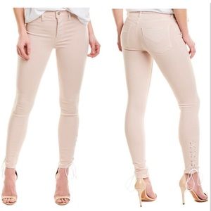 HUDSON Barbara Pink High Rise Lace-up Skinny Jeans Size 25” NWT